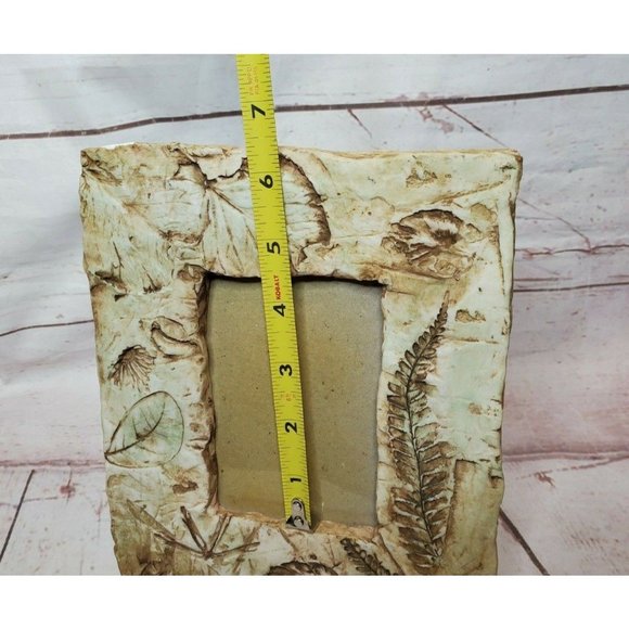 Rare Vintage Stone Leaf Embossed Freestanding Picture Photo Frame - Picture 10 of 12